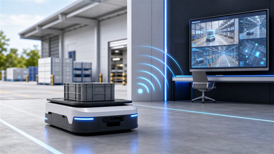 自律搬送ロボットの遠隔運用に向けたローカル5G活用イメージ